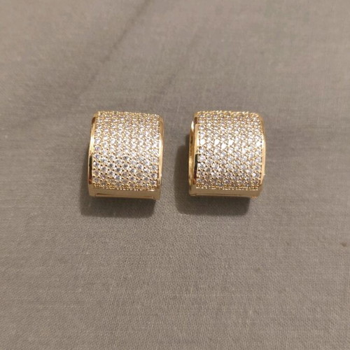 Earrings new with zircon and gold-tone and silver-tone brass