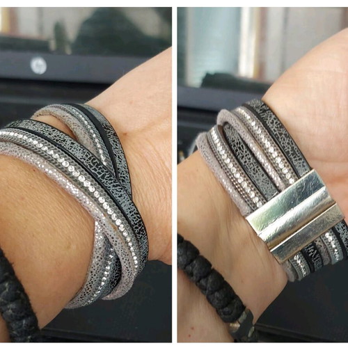 Multilayer bracelet with magnetic clasp restored, steel