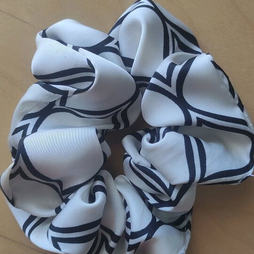 Handmade satin scrunchies XL pack of 2, black and white