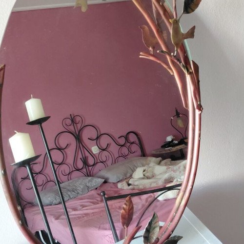 Handmade bathroom set with washbasin, shelf, hanger and mirror