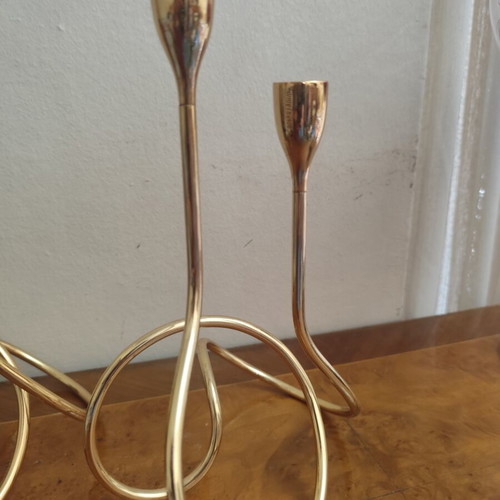 Black & Blum Loop Maison Candleholders inspired by Fibonacci, like new, gold 28cm