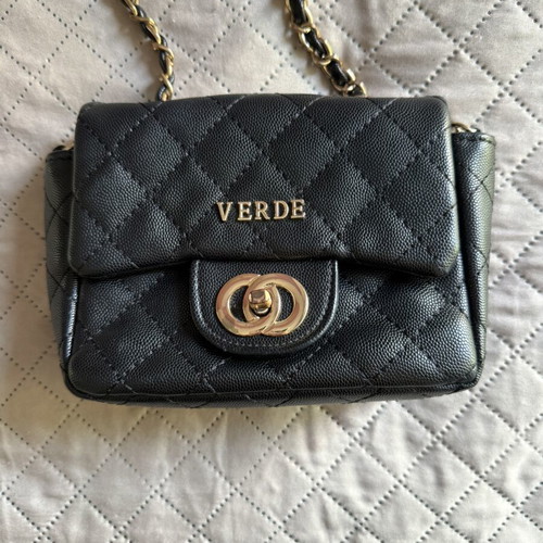 Verde crossbody bag used, small black with chain strap