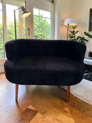 Teddy Bouclé Two-Seater Sofa Black 110x67x70cm New