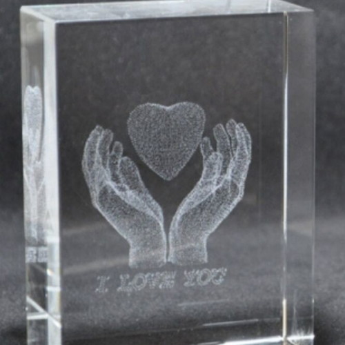 Crystal decorative table piece like new with laser engraving