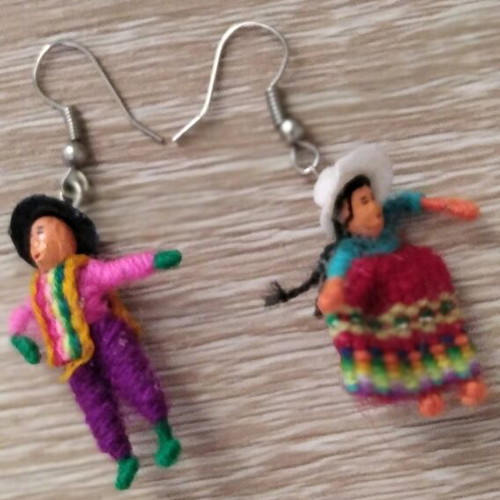 Thread and wool earrings new, boho handmade with traditional costume
