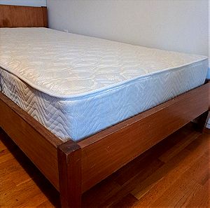 Κρεβάτι Ξύλινο Μονό - ειδική παραγγελία για ψηλούς - ΜΑΖΙ με Στρώμα MEDIA STROM