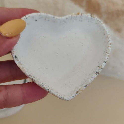 Decorative heart porcelain jar new with stone effect in earthy tones