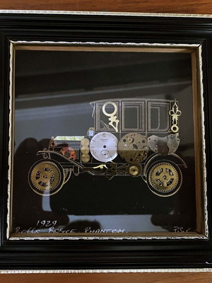 Vintage καδράκι Rolls Royce Phantom (1929) από εξαρτήματα ρολογιού