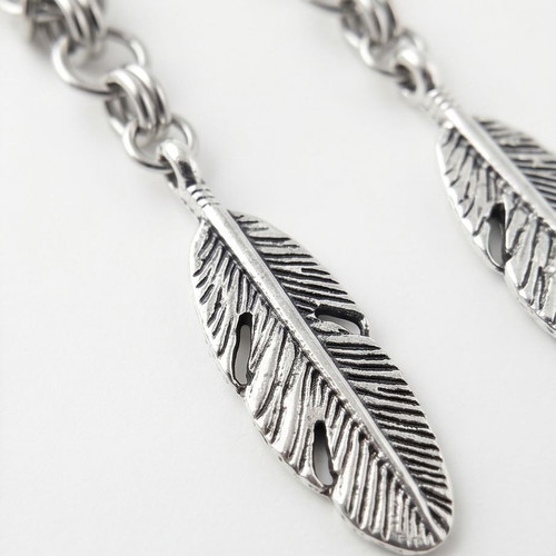 Byzantine Chain Leaf Earrings stainless steel new, silver color