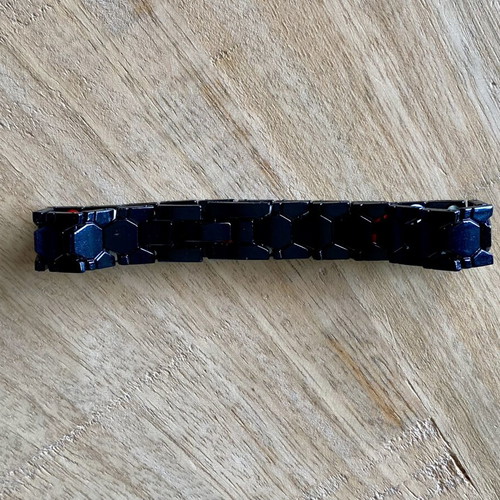 Men's black stainless steel bracelet, modern geometric design