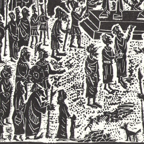 Iliad Illustration Trojan Horse new linocut print
