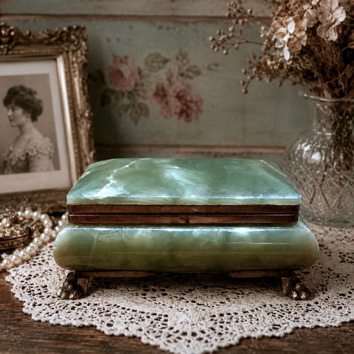 Vintage μπιζουτιέρα green onyx σαν καινούργιο
