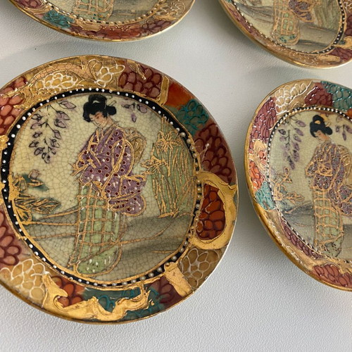 Royal Satsuma Japanese Plates Set of 6, 6 cm, new
