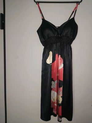 Black satin dress used with adjustable straps size M
