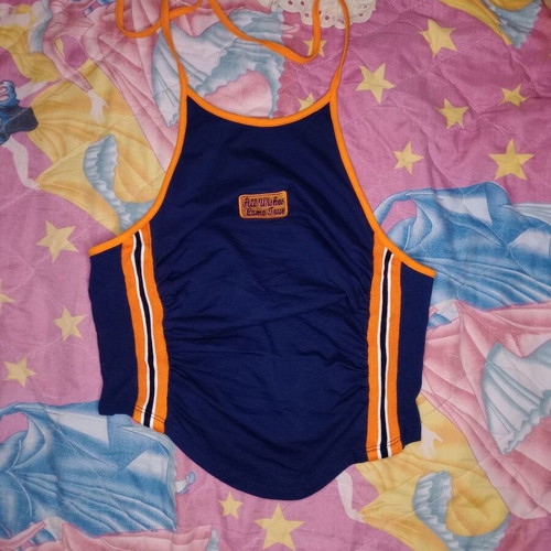 Shein halter top like new, blue with orange details, size L