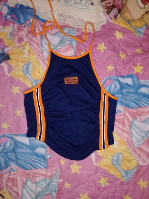 Shein halter top like new, blue with orange details, size L