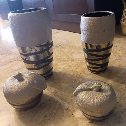 Set of vases with decorative items used