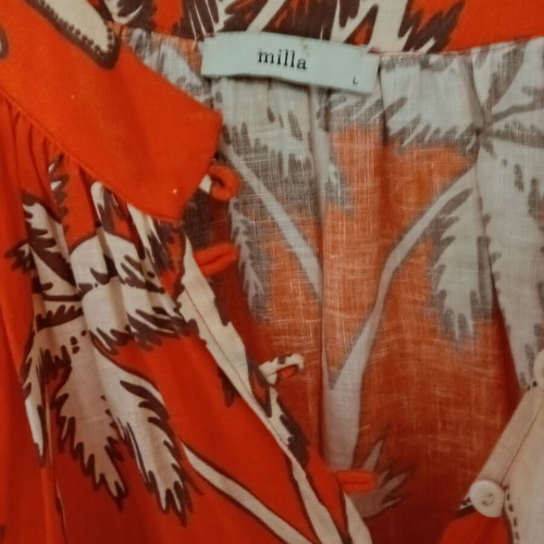 Linen blouse Milla like new, oversized fit, red and white, size L