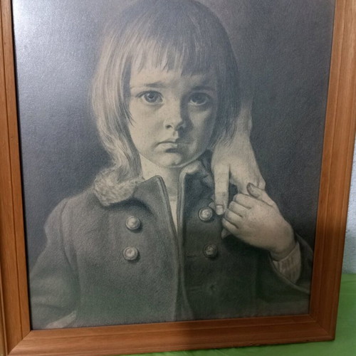 Pencil drawing painting used, dimensions 48x42 cm