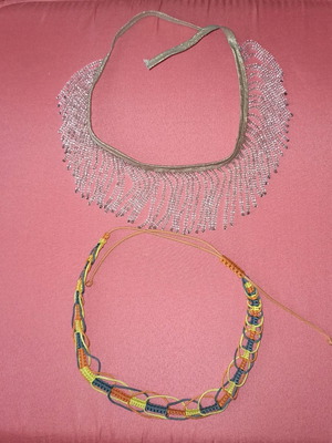 Handmade necklace chokers used, set of two pieces