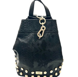 Elena Athanasiou black leather backpack