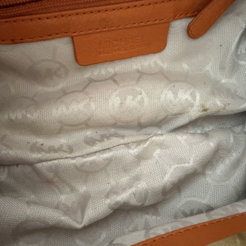 Michael Kors straw handbag medium, used, orange and gold