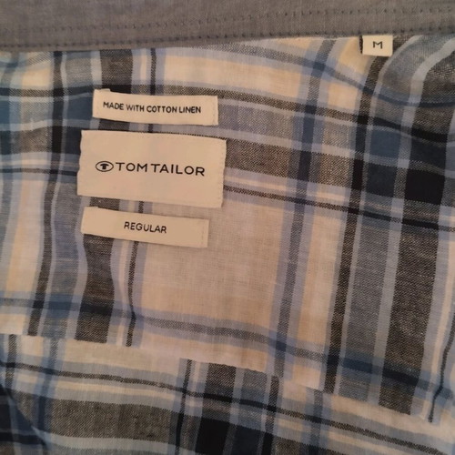 Tom Tailor shirt with short sleeves size M like new, white and blue
