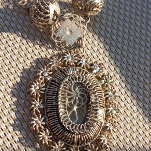 Collectible antique tambourine jewelry handmade silver from Philippines