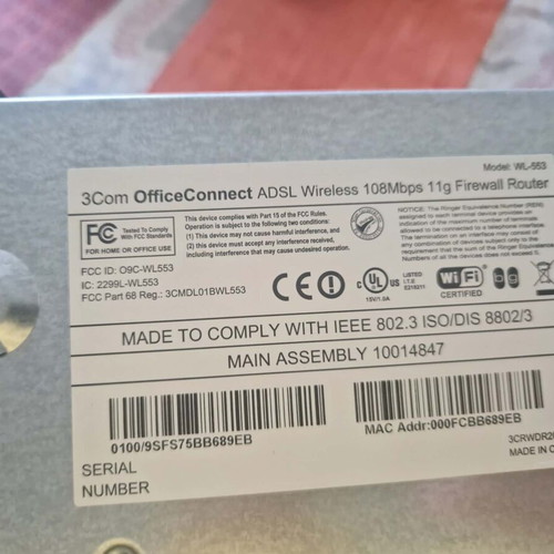3Com OfficeConnect ADSL Wireless 108Mbps 11g Firewall Router used
