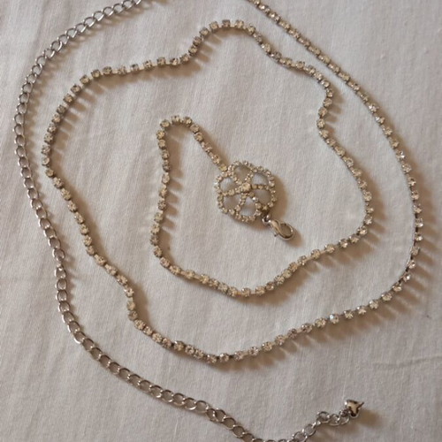 Vintage waist chain belt like new, silver with rhinestones