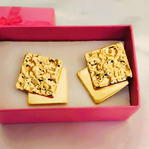 Geometric earrings made of steel gold color new