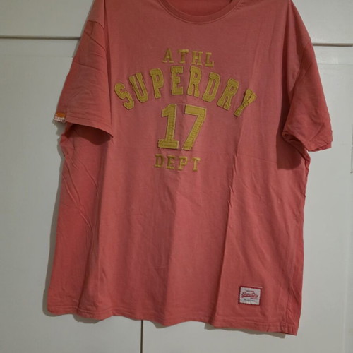 Superdry cotton t-shirt XXL pink new with yellow prints