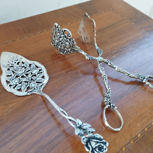 Vintage silver 800 serving set used, handmade