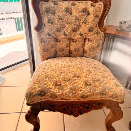 Living room furniture set used with carved wood and marble