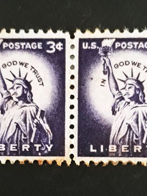 Σφραγίδες Liberty Series 1954, σαν καινούργιες, ζεύγος βαθύ βιολετί