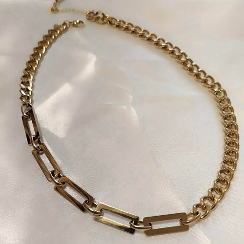 Geometric stainless steel chain new, gold color