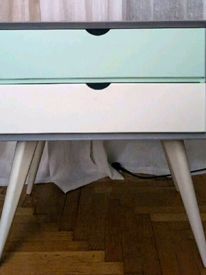 Solid wood nightstand like new, Swedish style, gray white green