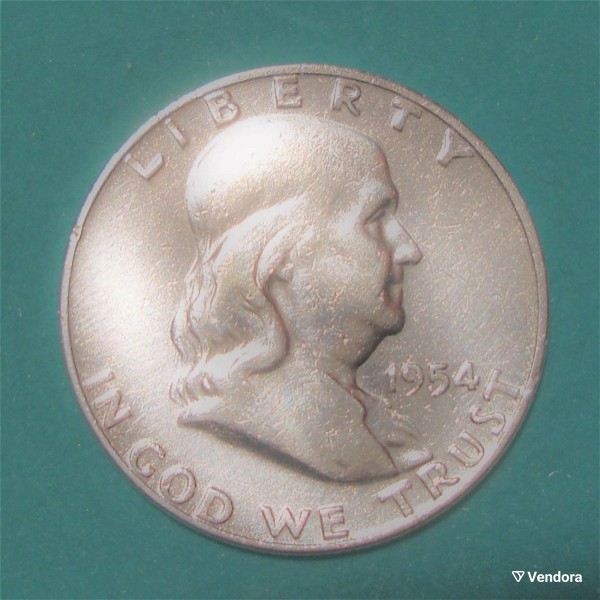 SILVER ½ Dollar 1954 "Franklin Half Dollar".#12/11