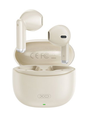 Bluetooth handsfree earbuds XO X33 beige color with charging case