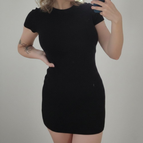Sinsay black ribbed mini dress, size M, like new