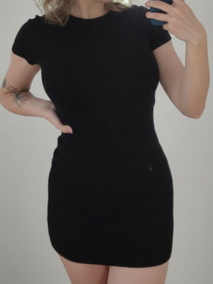 Φόρεμα Sinsay μαύρο ribbed mini, μέγεθος M, σαν καινούργιο