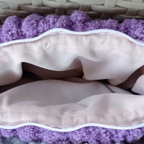 Handmade Puffy Alize Cosmetic Bag 100% Hypoallergenic Purple