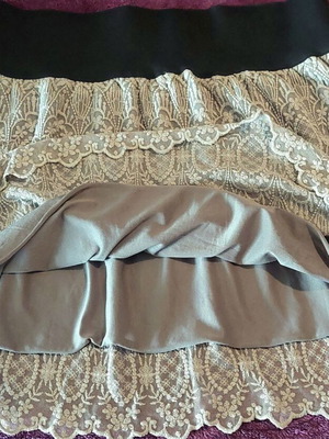 Handmade lace skirt size XL, grey with black waistband