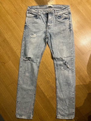 Zara men's jeans light color with rips like new, size 42