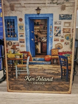 Wooden decorative sign Kos taverna like new