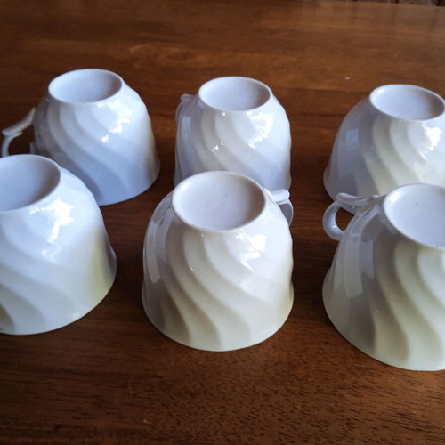 Porcelain tea cups set of six white vintage like new