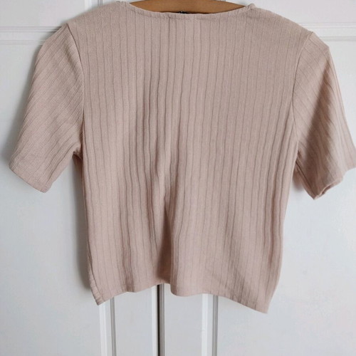 Zara crop t-shirt used, beige, size S
