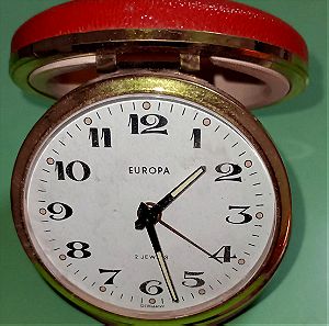 Vintage ρολόι ταξιδιού μηχανηκο EUROPA 2 Jewels Made in Germany.1960.