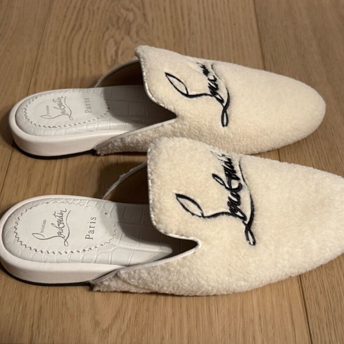 Christian Louboutin Navy Coolito Donna slippers like new, white