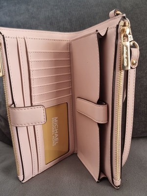 Michael Kors μεγάλο πορτοφόλι καινούργιο με θήκη για τηλέφωνο, άσπρο και ροζ